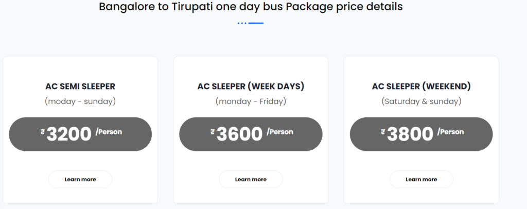 Bangalore to Tirupati Bus Packages Advantages with Balaji Travels