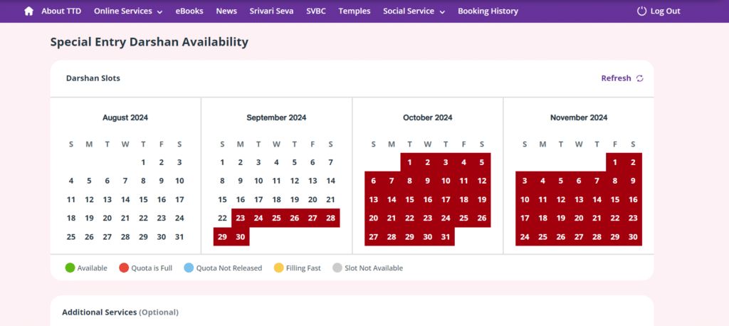 December Month Special Darshan Ticket Booking Open on 24-05-2024