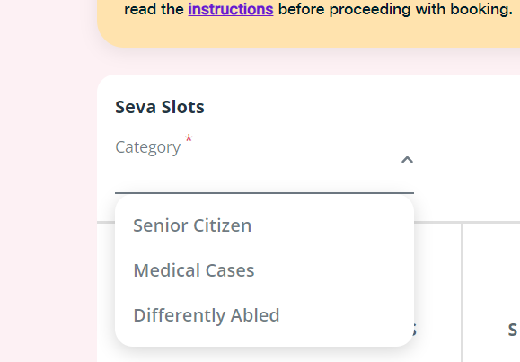 Senior Citizen Darshan Quota