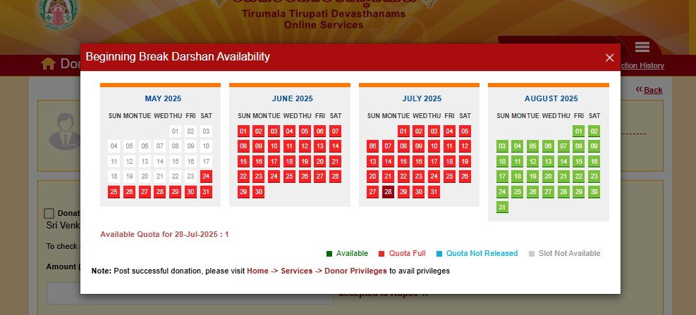 srivani darshan august month ticket open