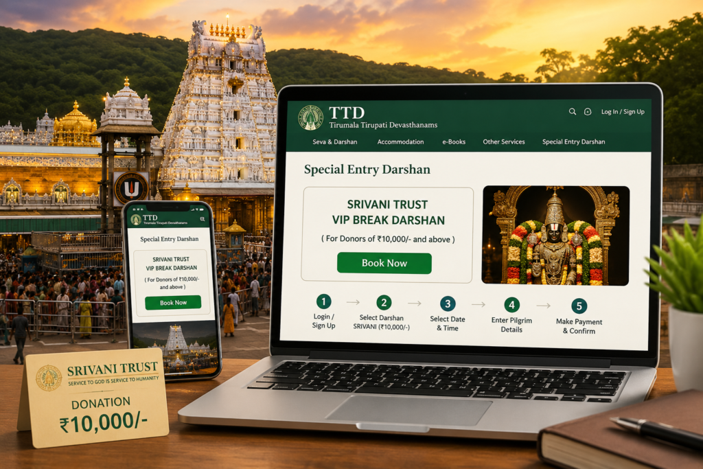 TTD ₹10,000 SRIVANI VIP Darshan online booking guide